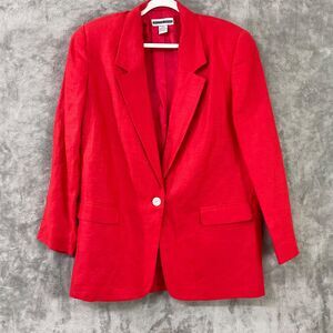 Vintage Jennifer Moore  100% Linen Blazer  Size 12 Red Career Coastal